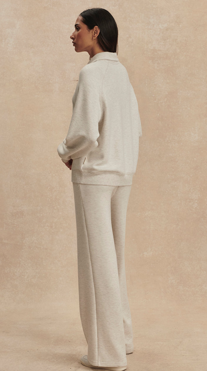 Selene Half Zip Sweat | Ivory Marl