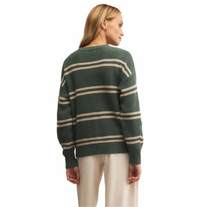 Boyfriend Striped Cardigan | Hunter Green
