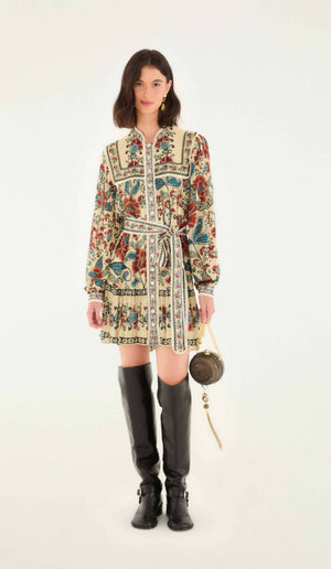 Francesca Sand Long Sleeve Mini Dress | Sand