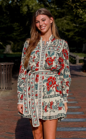 Francesca Sand Long Sleeve Mini Dress | Sand