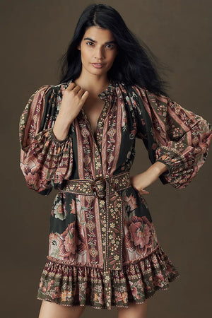 Flowering Garden Tree Green Mini Dress