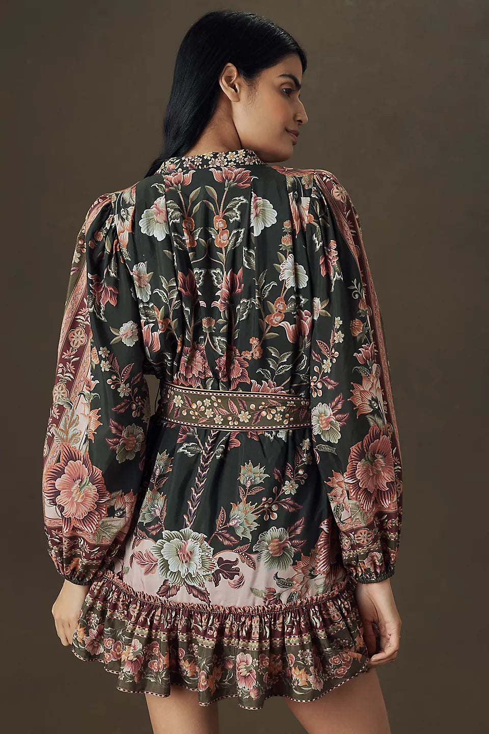 Flowering Garden Tree Green Mini Dress