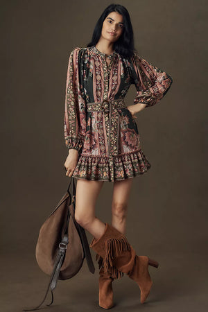 Flowering Garden Tree Green Mini Dress