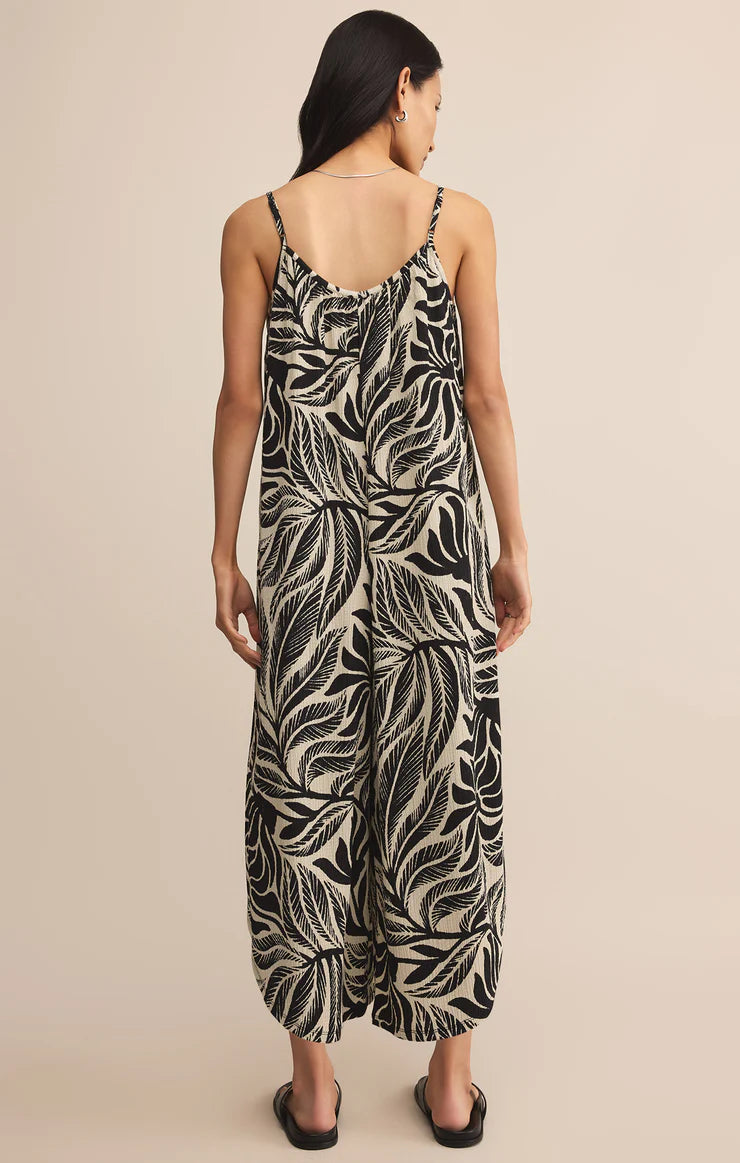 Flared Isla Leaf Jumpsuit | Black