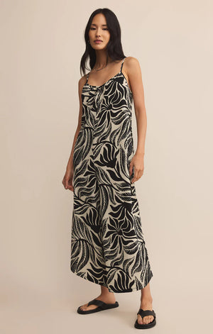 Flared Isla Leaf Jumpsuit | Black