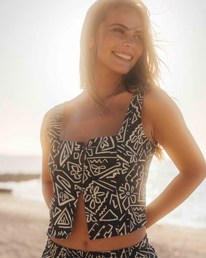 Feelin Free Woven Tank | Black/White