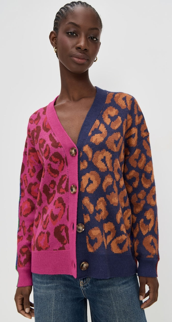 Mixed Ikat Leopard Cardigan