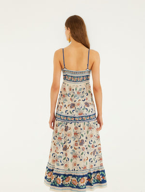 Floral Delhi Tapestry Light Pink Midi Dress