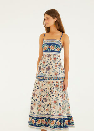 Floral Delhi Tapestry Light Pink Midi Dress