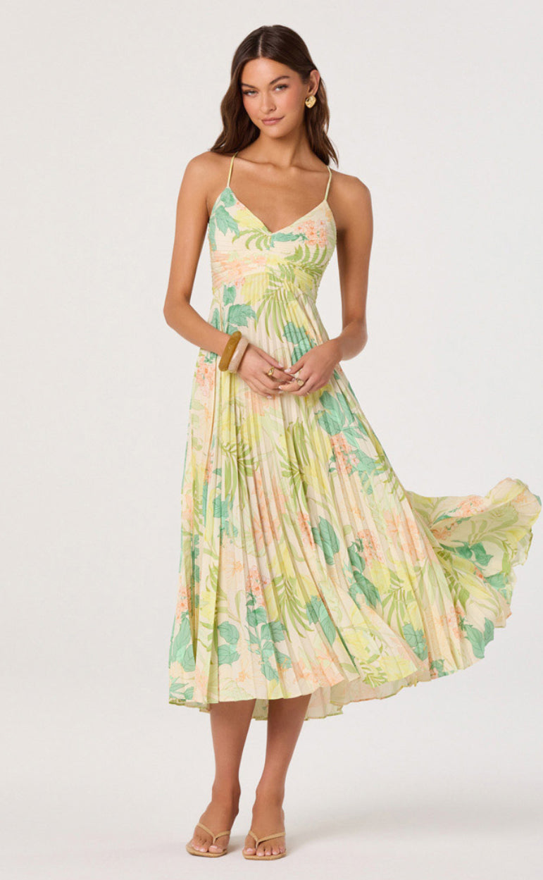 Blythe Dress | Green Peach Tropical - Three Sisters Boutique