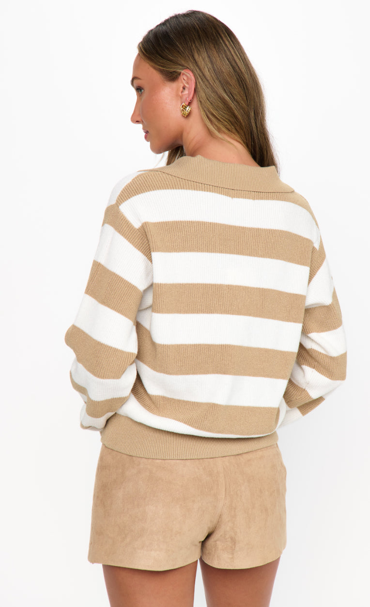 League Sweater | Beige Ruby Stripe Knit