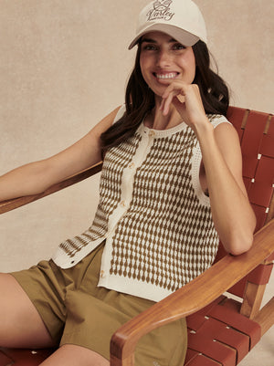 Aura Knit Top | Egret & Golden Olive