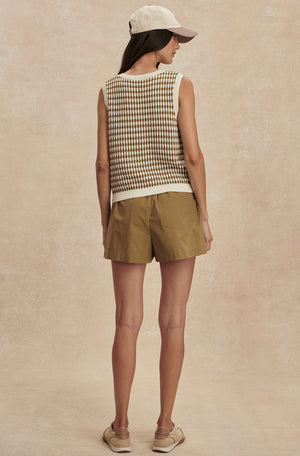 Aura Knit Top | Egret & Golden Olive