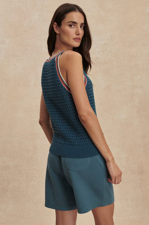 Aberg Halter Knit Top | Heron Blue