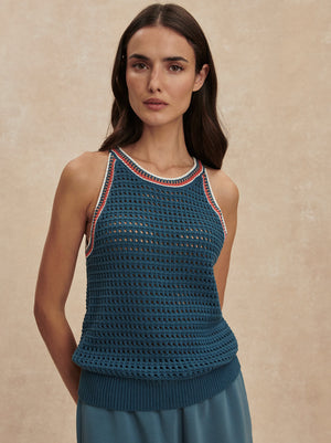 Aberg Halter Knit Top | Heron Blue