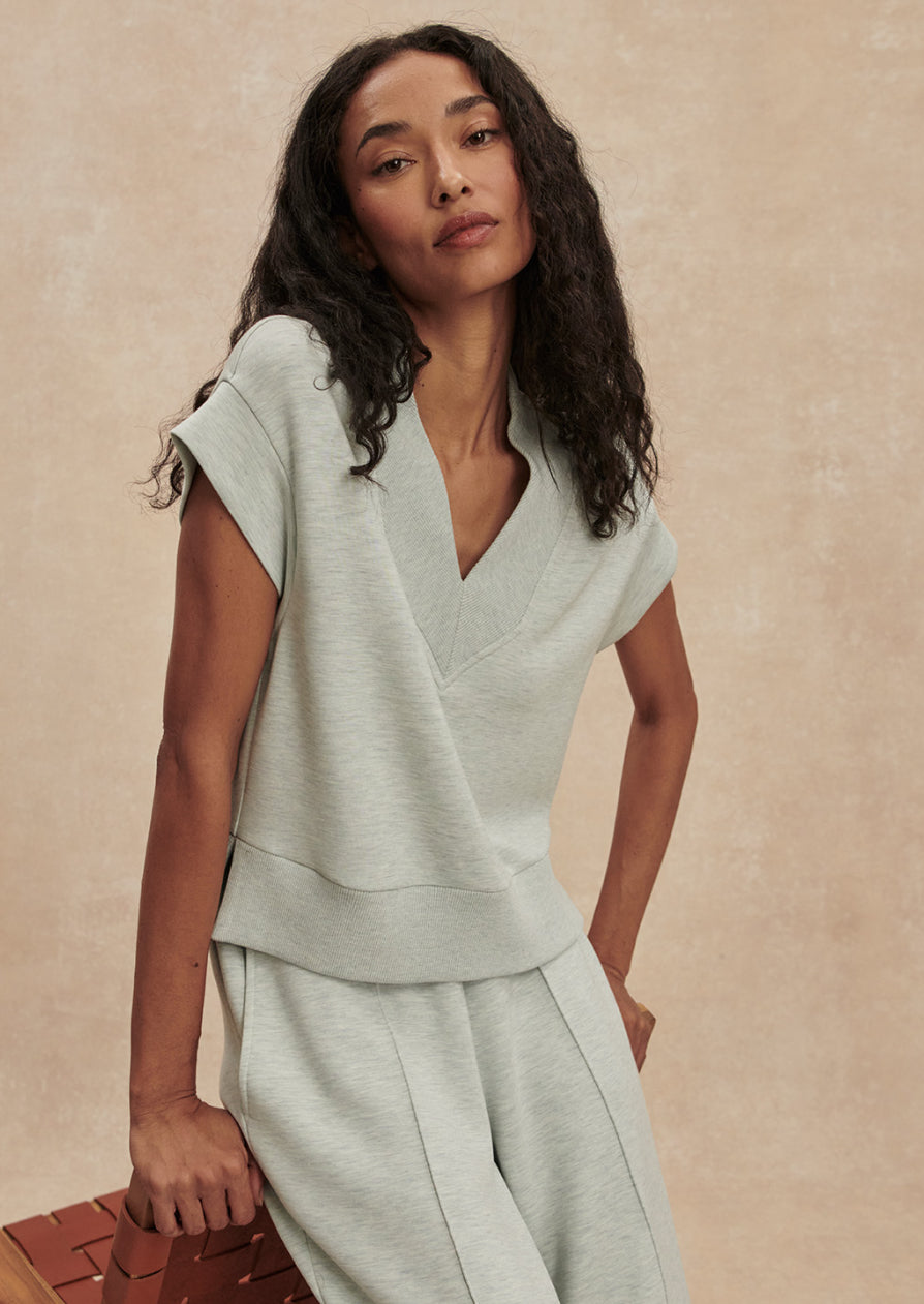 Gracee V Neck Tank | Mint Green Marl
