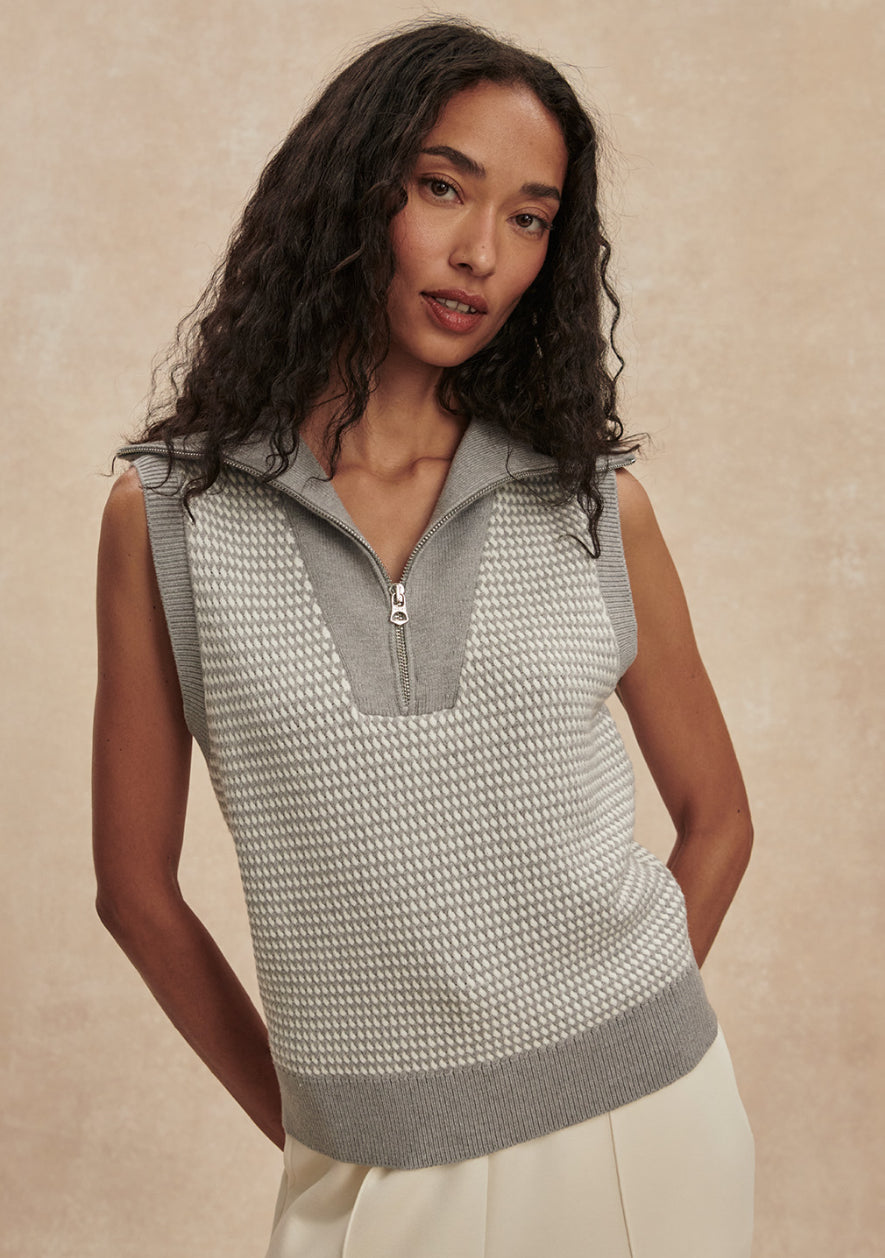 Peterson Half Zip Knit | Grey Melange