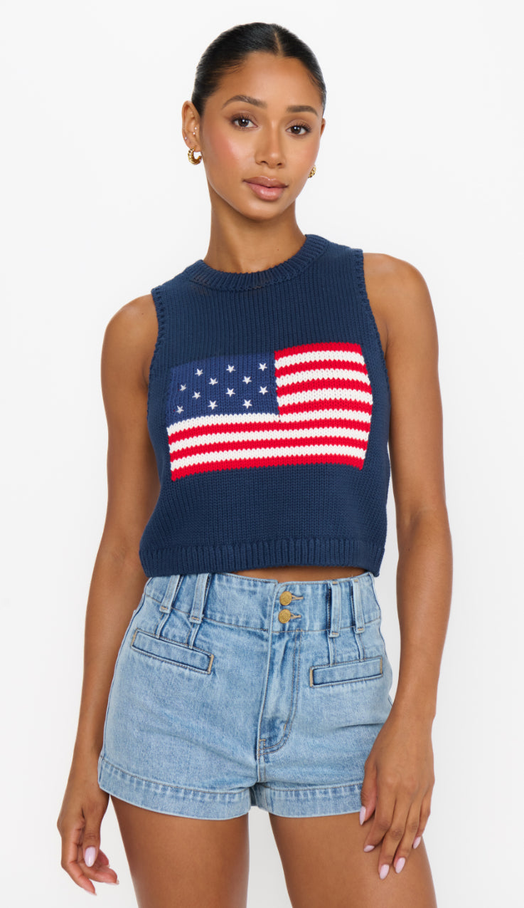 Milo Tank | Navy Flag Knit