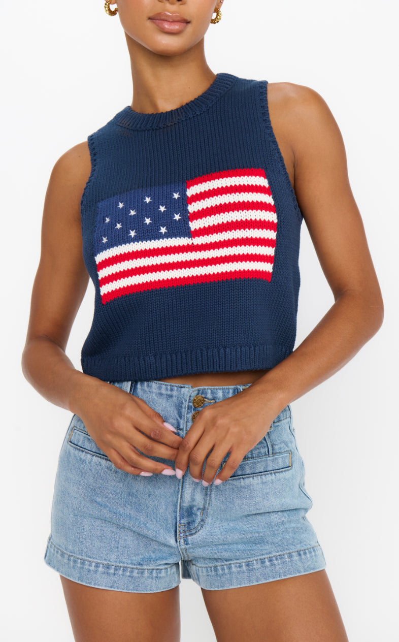 Milo Tank | Navy Flag Knit