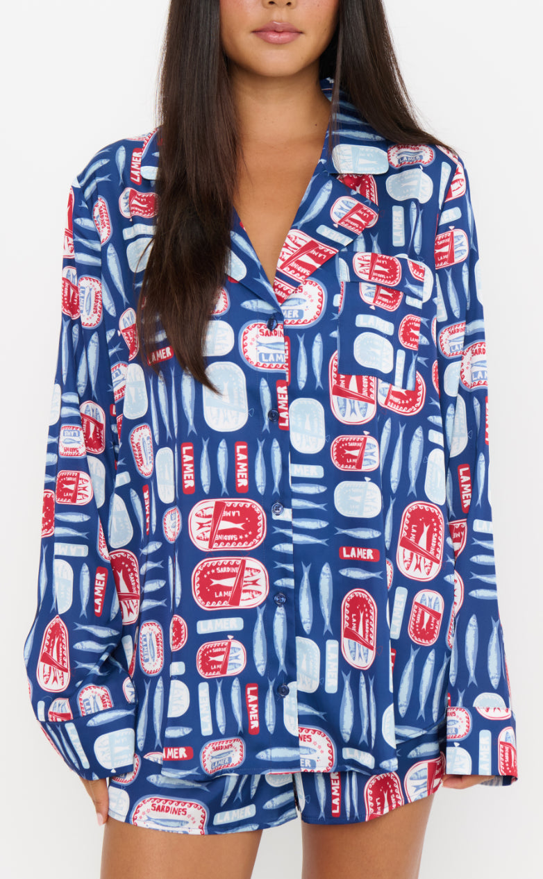 Beauty PJ Set | Navy Salty Sardines Silky