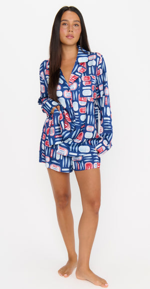 Beauty PJ Set | Navy Salty Sardines Silky