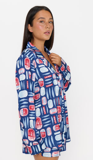 Beauty PJ Set | Navy Salty Sardines Silky