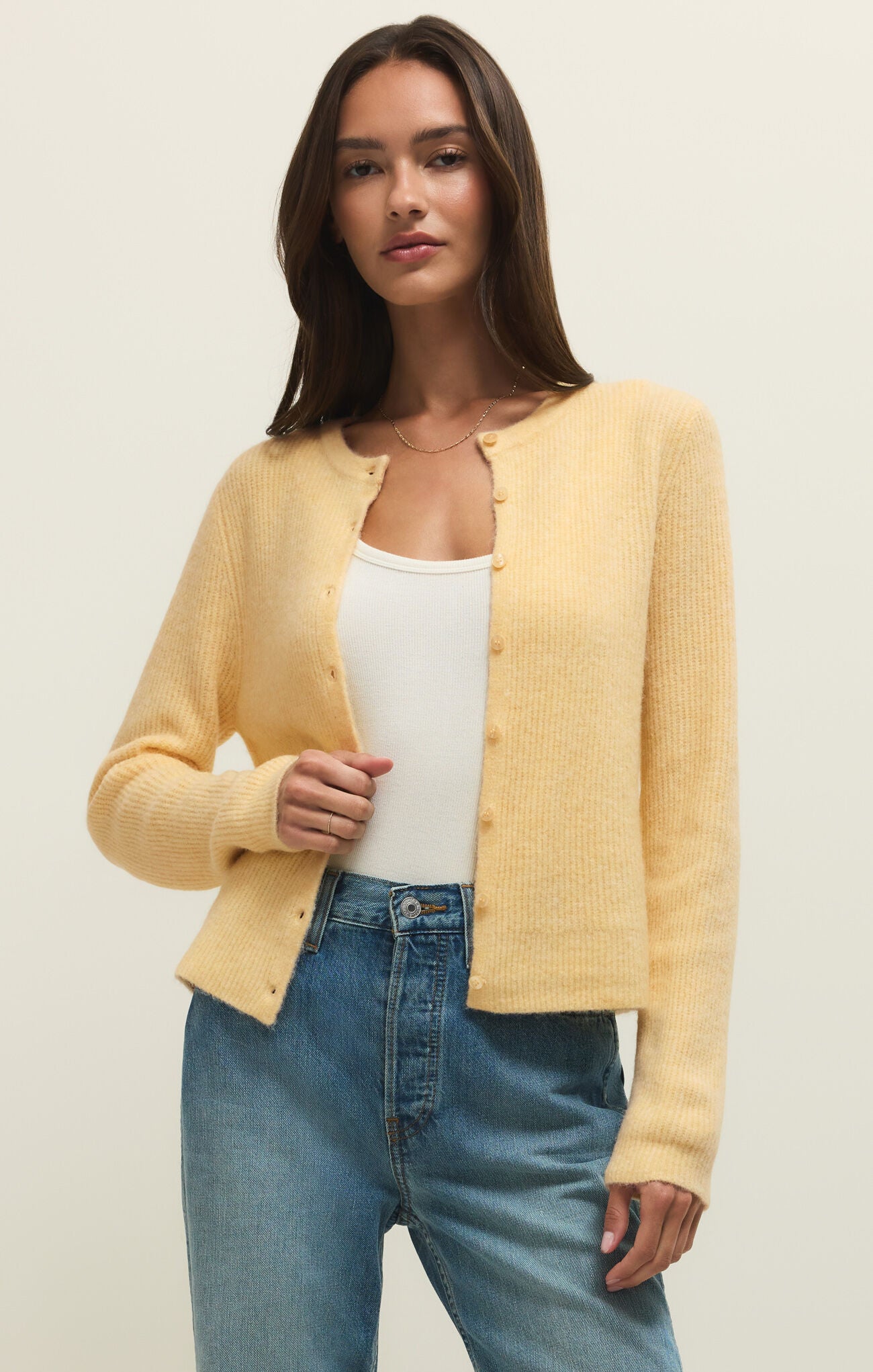Medina Rib Cardigan | Custard