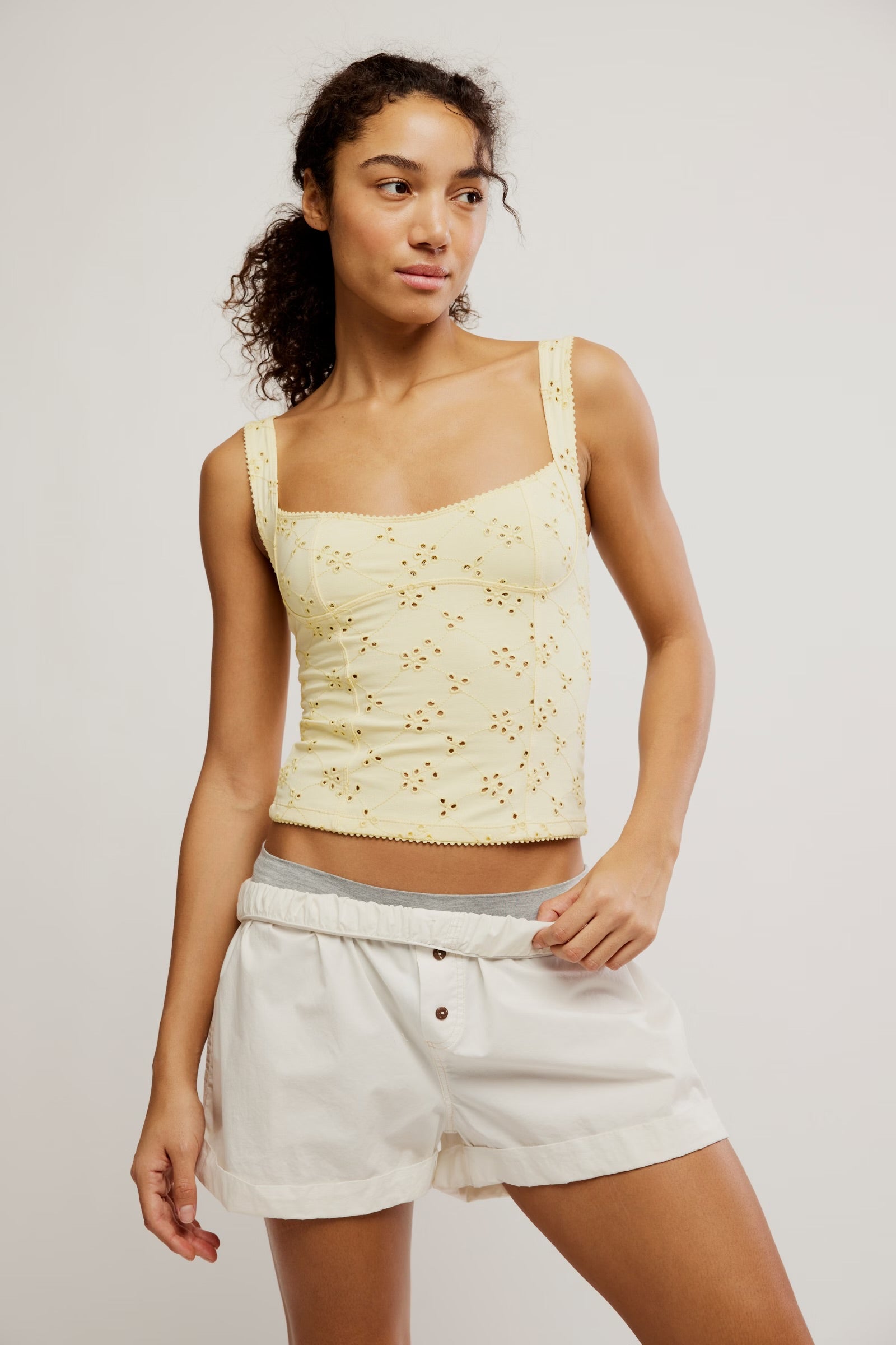 Full Bloom Eyelet Cami | Banana Cream
