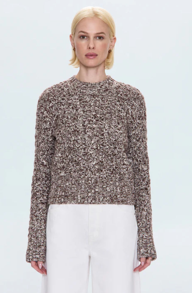 Quinn Shrunken Fisherman Sweater | Chocolate Marl