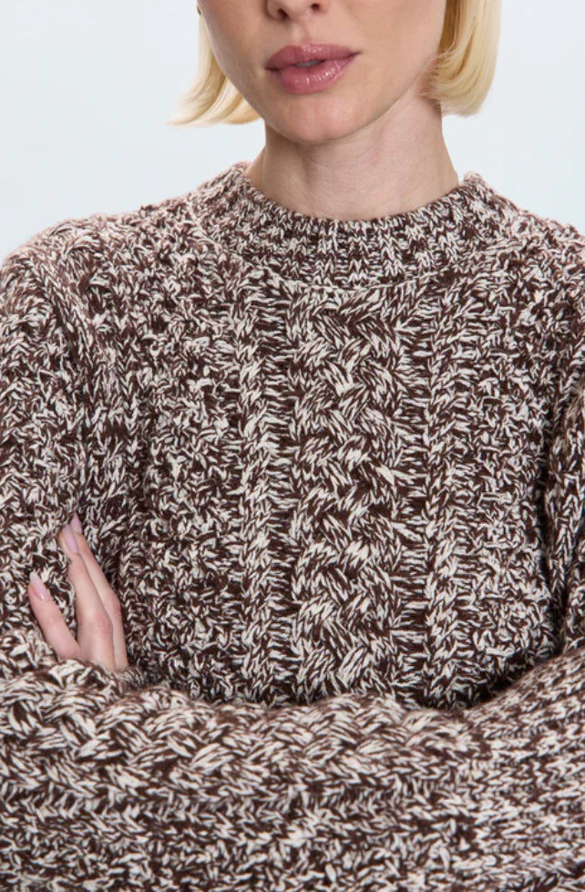 Quinn Shrunken Fisherman Sweater | Chocolate Marl