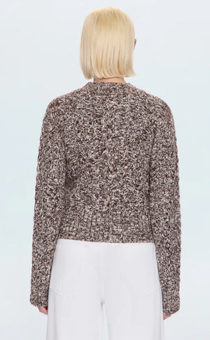 Quinn Shrunken Fisherman Sweater | Chocolate Marl