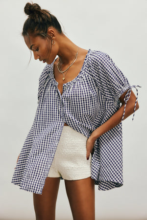 Farley Gingham Tunic | Navy Combo