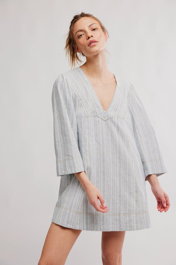 Goldie Baloon Sleeve | Indigo Combo - Three Sisters Boutique