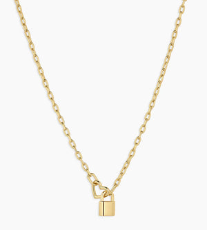 Heart Padlock Interlocking Necklace | Gold