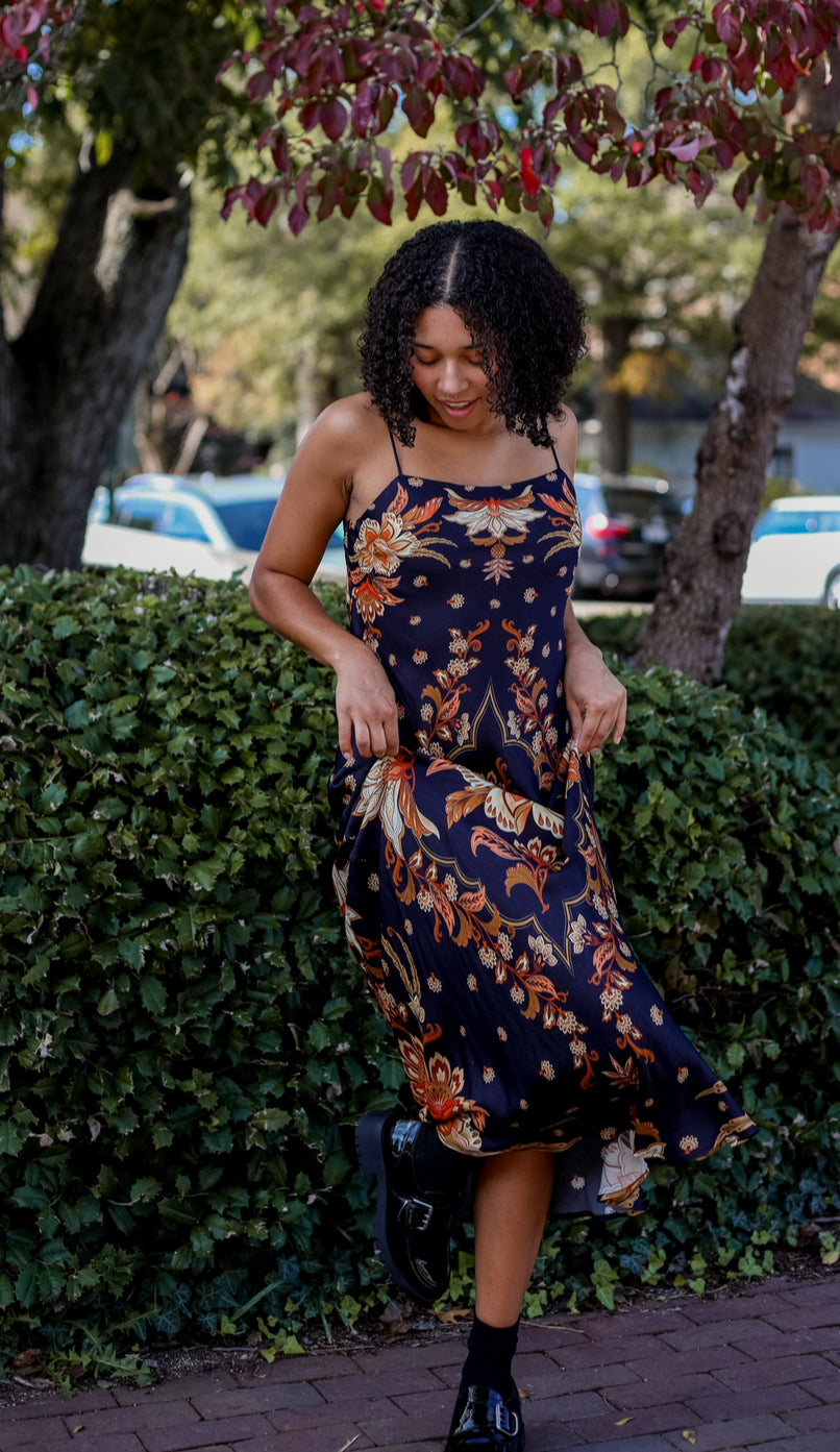 Majestic Garden | Black Slip Dress