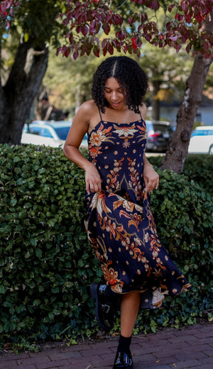 Majestic Garden | Black Slip Dress