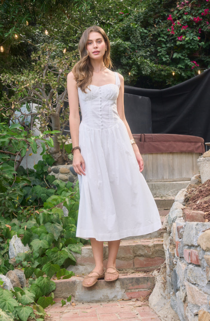 Sleeveless Corset Midi | Off-white