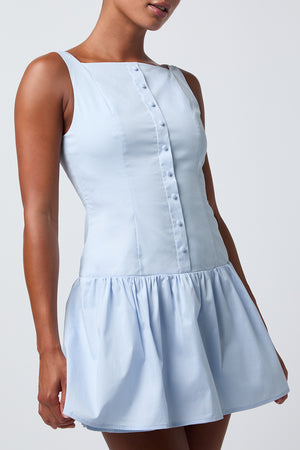 Rory Button Down Mini Dress | Light Blue