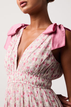 Devin Tie Strap Midi Dress | Pink Floral