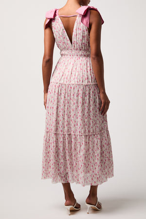 Devin Tie Strap Midi Dress | Pink Floral