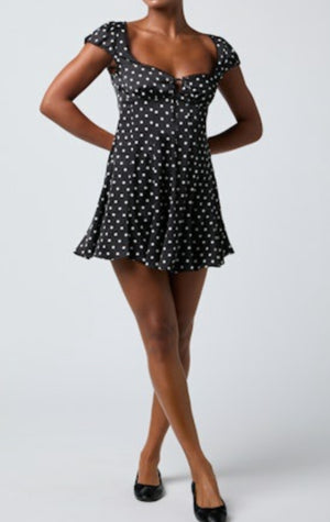 Cambria Sweetheart Mini Dress | Black/White