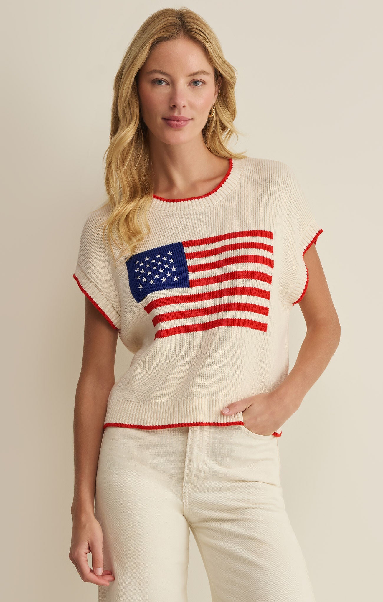 Sleeveless Patriot Sweater | Cloud