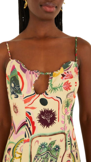 Artsy Surreal | Land Beige Sleeveless Midi Dress