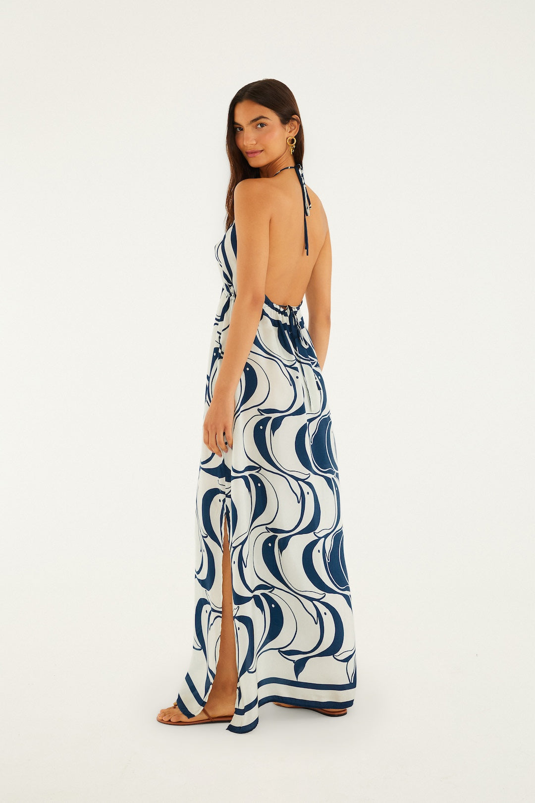 fish maxi dress Long Dress With Metal Fish Detail | Peixe Copa