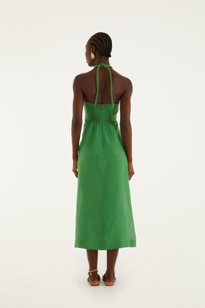 Green Palm Tree Embroidery Dress | Green