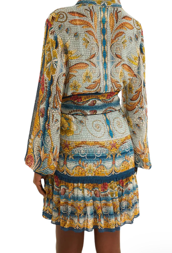 Mosaic Garden Soft Blue Mini Dress - Three Sisters Boutique Mosaic Garden Soft Blue Mini Dress - Three Sisters Boutique