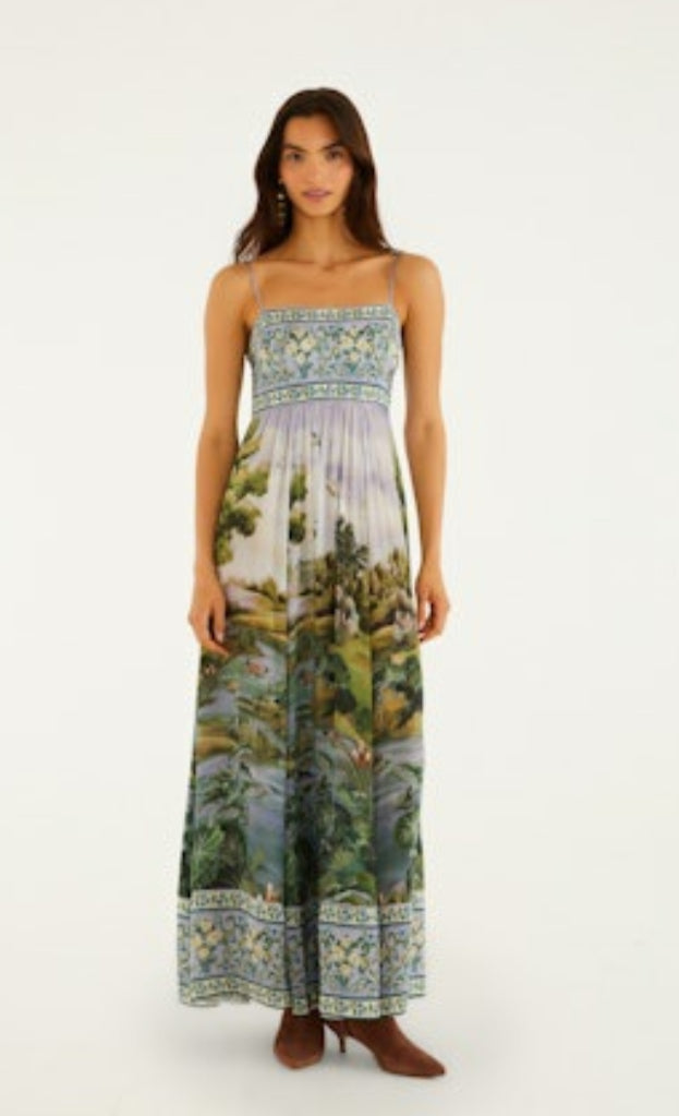 Countryside Landscape Multicolor Maxi Dress