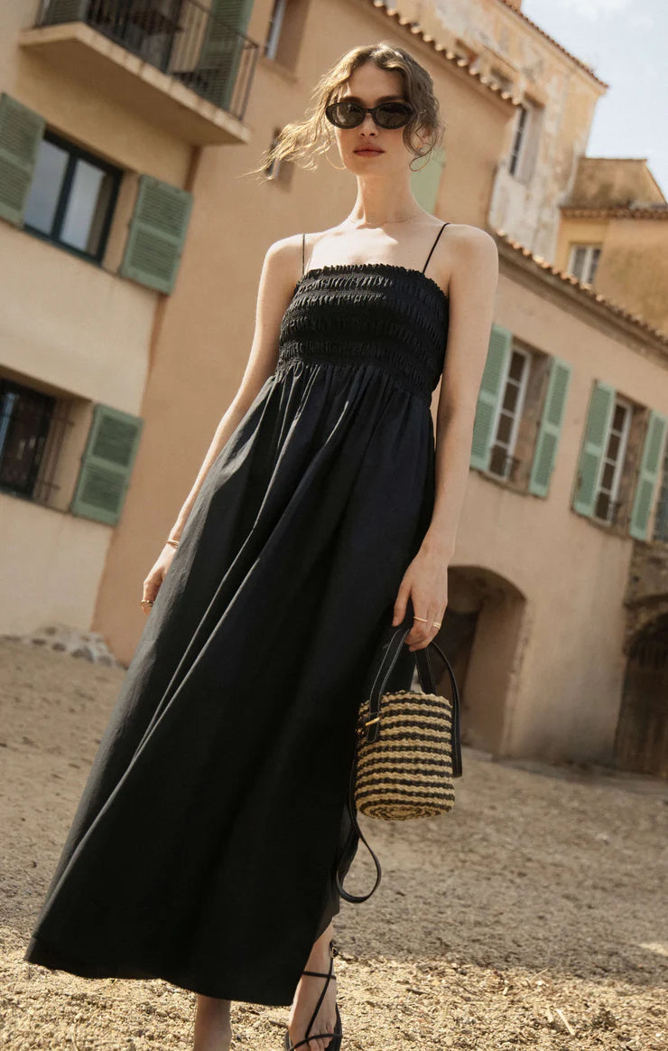 Cornelia Poplin Midi Dress | Black