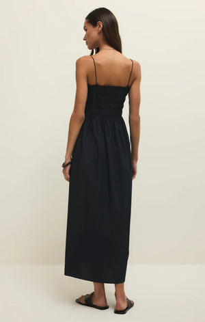 Cornelia Poplin Midi Dress | Black