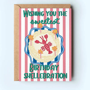 Sweetest Birthday Shellebration Lobster Cake Greeting Card